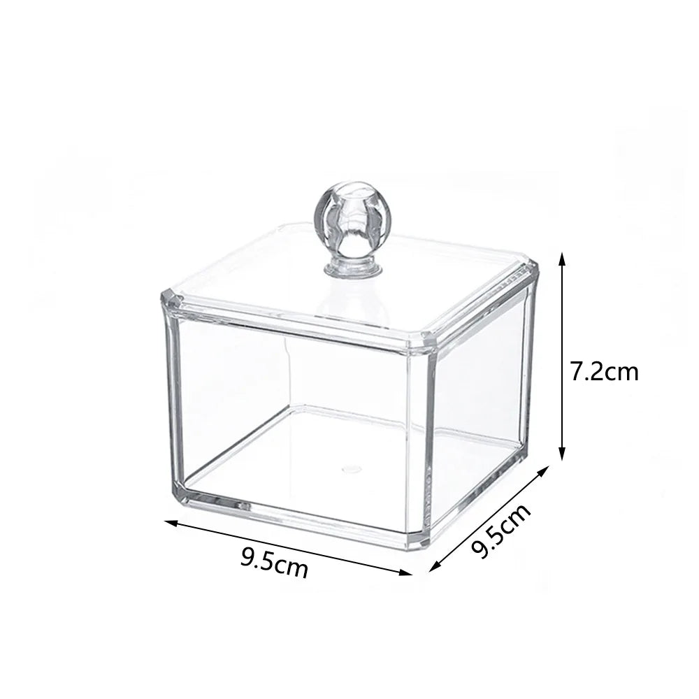 Acrylic Makeup Organizer Bathroom Storage Boxes For Cotton Swabs Cosmetics Jewelry Box Make up Remover Cotton Pad Container