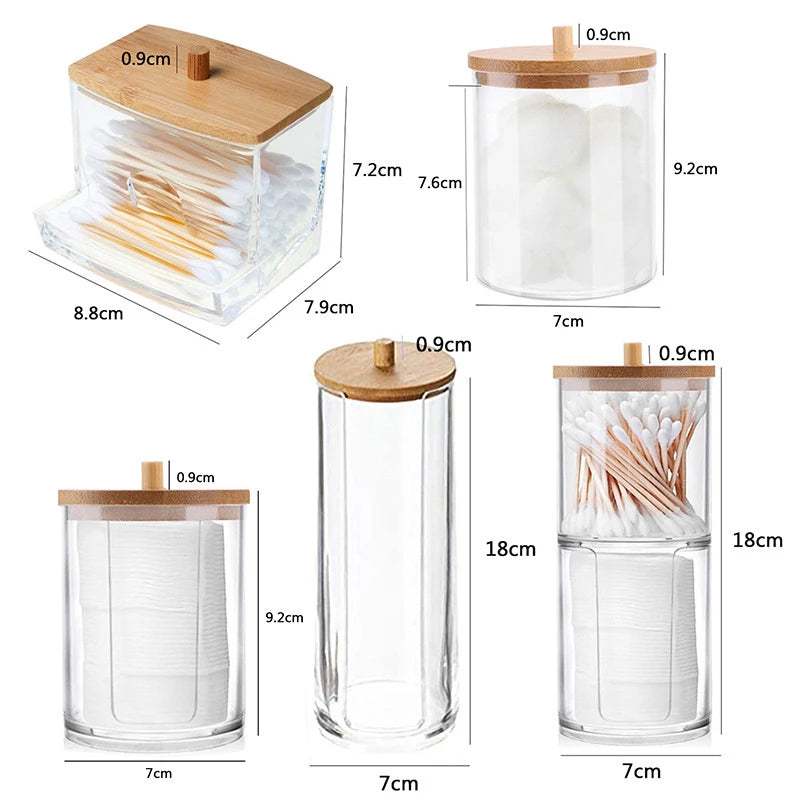 Acrylic Makeup Organizer Bathroom Storage Boxes For Cotton Swabs Cosmetics Jewelry Box Make up Remover Cotton Pad Container